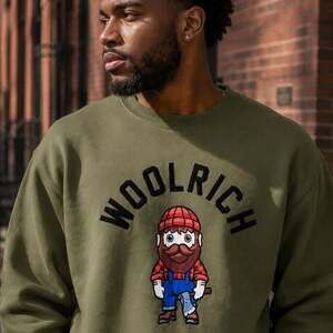 Woolrich x Target Lumberjack Graphic Olive Green Crewneck Sweatshirt